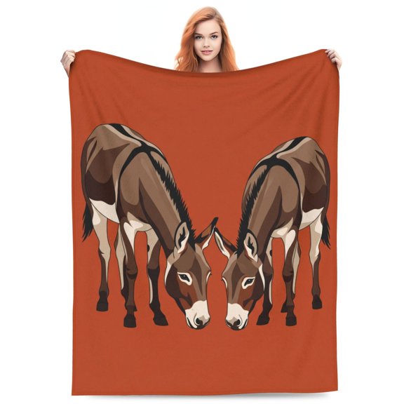 Donkey Throw Blanket Playful Farm Animal Design Ultra Warm Soft Flannel Fuzzy All Season Sofa Couch Home Decor Travel 50x40