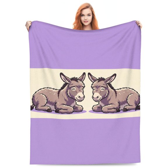 Donkey Throw Blanket Playful Farm Animal Design Ultra Warm Soft Flannel Fuzzy All Season Sofa Couch Home Decor Travel 50x40