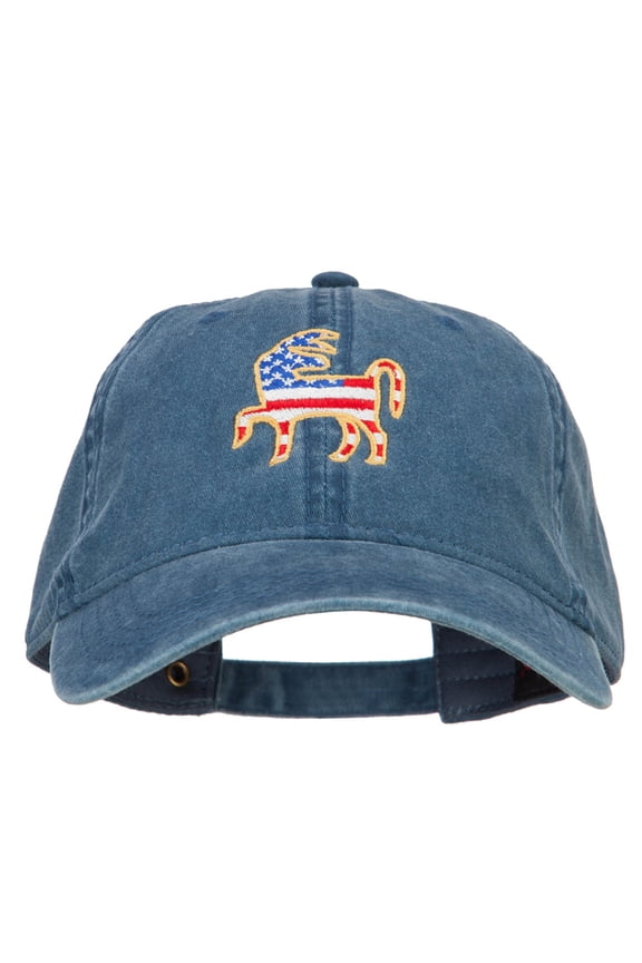 Donkey USA Flag Embroidered Washed Buckle Cap - Navy OSFM