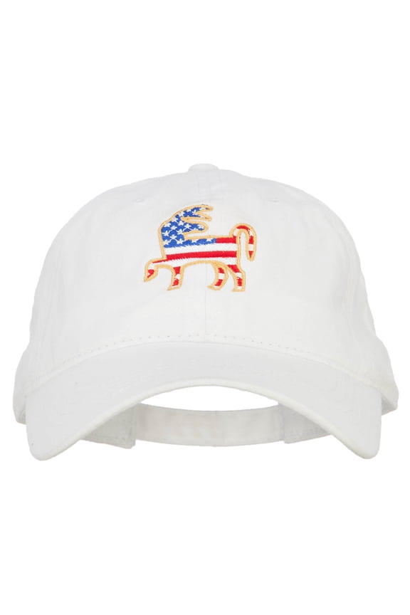 Donkey USA Flag Embroidered Washed Buckle Cap - White OSFM