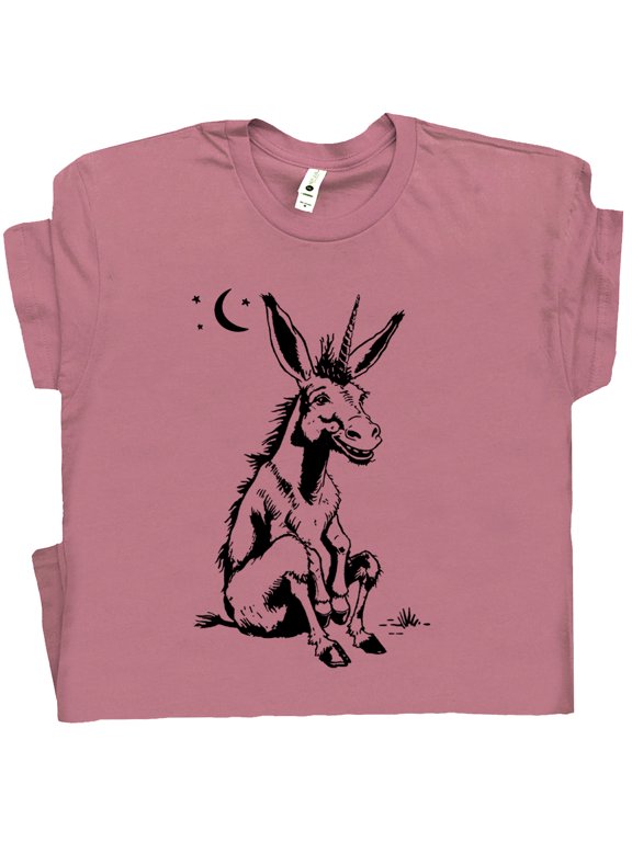 Donkey Unicorn T Shirt Funny Animal Shirts for Men Women Guys Silly Fun Weird Cute Graphic Shirt Crazy Mythical Creature Tee