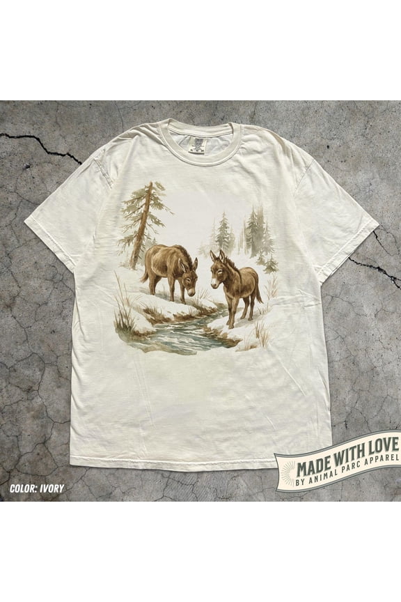 Donkey Vintage T-Shirt, Two Donkeys Graphic Tee, Donkeys Nature Graphic, Rustic Farm Animal Shirt, Vintage Countryside Nature Unisex Top All Size S-5XL
