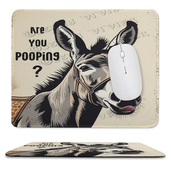 Donkey With Funny Quote Are You Pooping Printed Mouse Pad, 10"x12", Non-Slip Rubber Base MousePads for Home Office Laptop