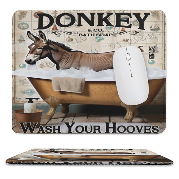 Donkey in the Bathtub Print Mouse Pad with Stitched Edge,Premium-Textured Mouse Mat, Non-Slip Rubber Base Mousepad for Laptop, Computer & PC 10"x12"