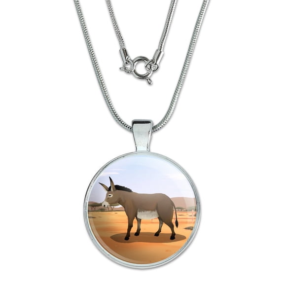 Donkey on Ranch 1" Pendant with Sterling Silver Plated Chain