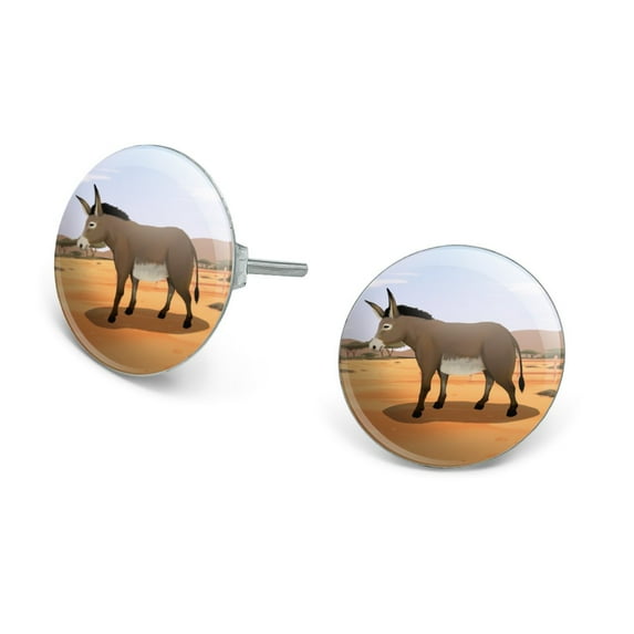Donkey on Ranch Novelty Silver Plated Stud Earrings