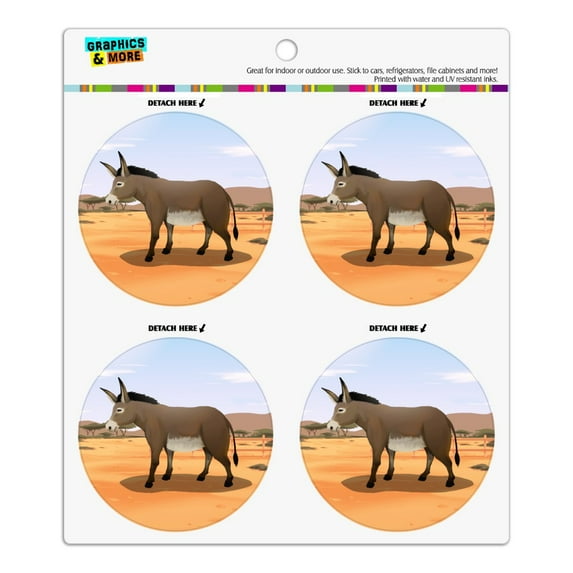 Donkey on Ranch Refrigerator Fridge Locker Vinyl Circle Magnet Set