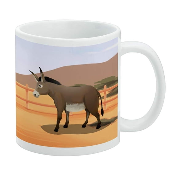 Donkey on Ranch White Mug
