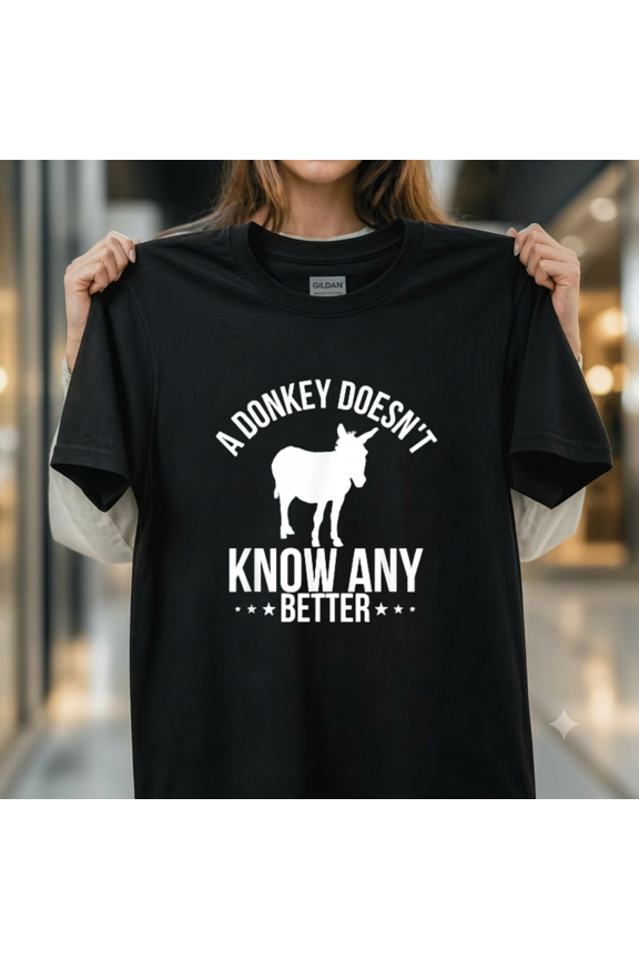 Donkey with Ears Funny Humor Animal Lover Countryside Top Unisex T-Shirt, up to size 5XL