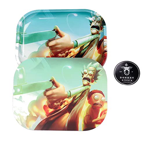 DonkeyGear Cigarette Rolling Tray with Lid Cover Rick Time