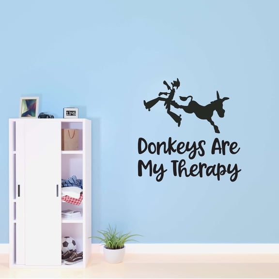 Donkeys Are My Theropy Donkey Kicking Cowboy Cowboys Roping Horse Chaps Rodeo Horse Pony Bull Steer Stallion Roper Holiday Gift Decorating Ideas Bedroom Wall Decal Sticker - Size: 10 In X 10 In