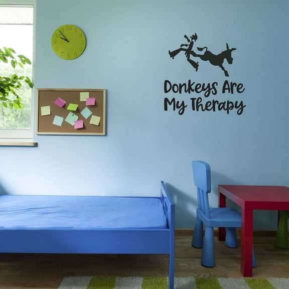 Donkeys Are My Theropy Donkey Kicking Cowboy Cowboys Roping Horse Chaps Rodeo Horse Pony Bull Steer Stallion Roper Holiday Gift Decorating Ideas Bedroom Wall Decal Sticker - Size: 20 In X 20 In