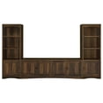 thumbnail image 1 of Benjara 78" Donna 3pc TV Stand Cabinet Wall Unit- 2 Media Tower- Brown, 1 of 6