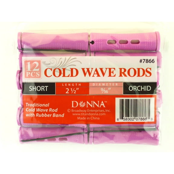 Donna Easy-to-Use Short Cold Wave Perming Rods, Purple, 12 Count