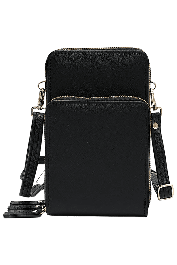 Melissa Triple Compartment Crossbody Purse (Black)