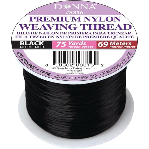 Donna Black 75 Yards Premium Nylon Weaving Thread For Hair 1 Pc