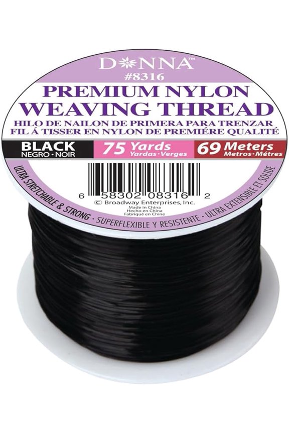 Black 75 Yards Premium Nylon Weaving Thread For Hair 1 Pc