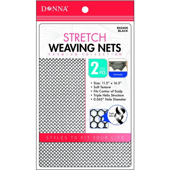 DONNA Triple Helix Flexible Weaving Net for Sew-In and Braided Hairstyles, 2-Pack