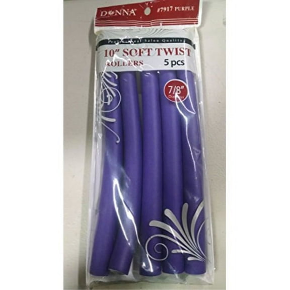 Donna Collection 10 Soft Twist Rollers, Purple, 5 Count