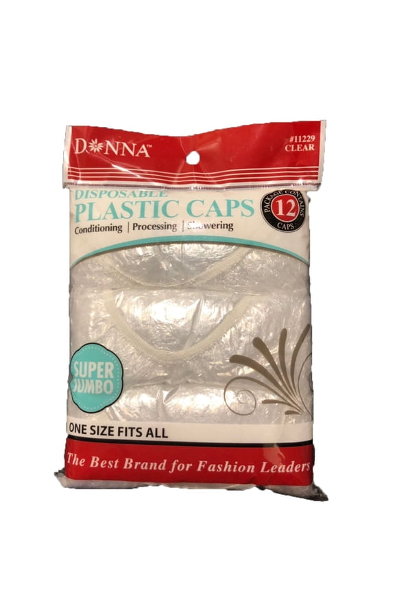 Disposable Plastic Cap, Super Jumbo, 12 Count , 6 pack