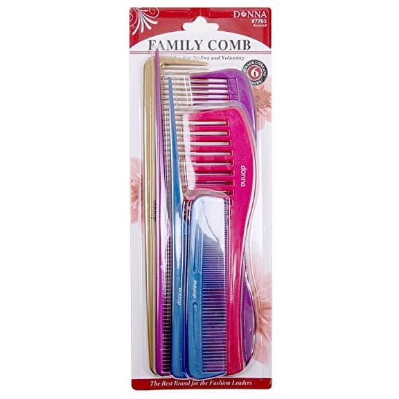 Donna Collection Family Comb Assortment, Assorted Colors, 6 Count
