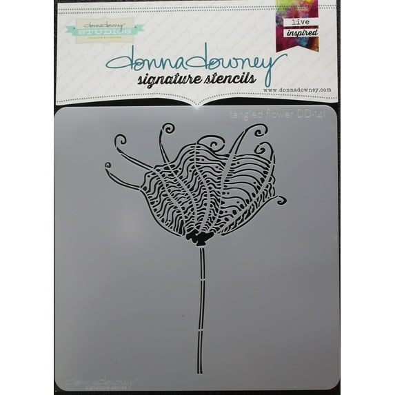 Donna Downey Signature Stencils 8.5"X8.5"-Tangled Flower