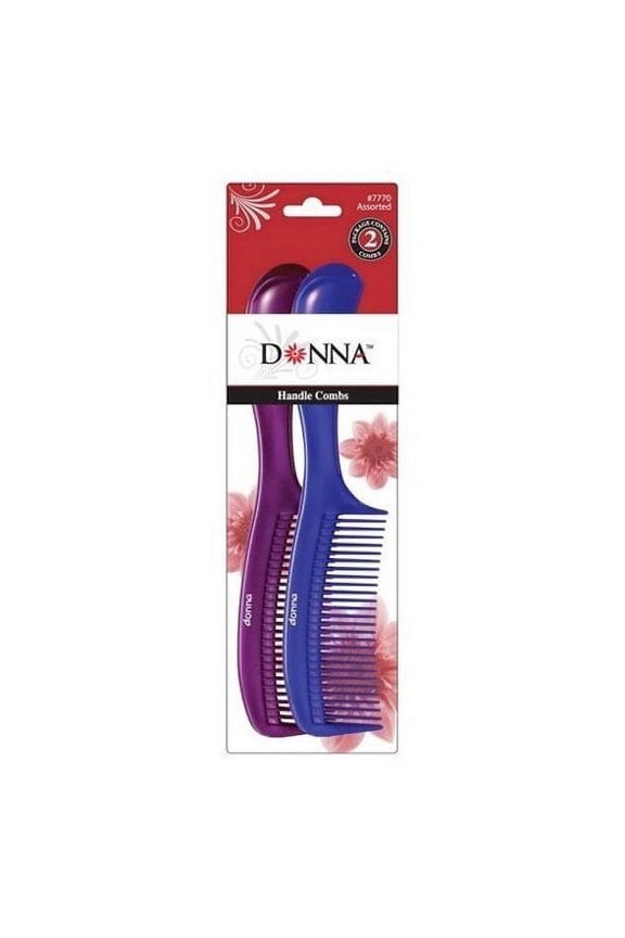 Donna Handle Combs Assorted Colors, 2 Ea