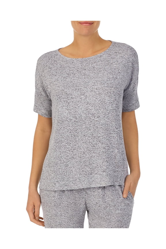 Haze-Print Jersey Knit Waves Short Sleeve Top, Navy Print Size Medium Model: D246909