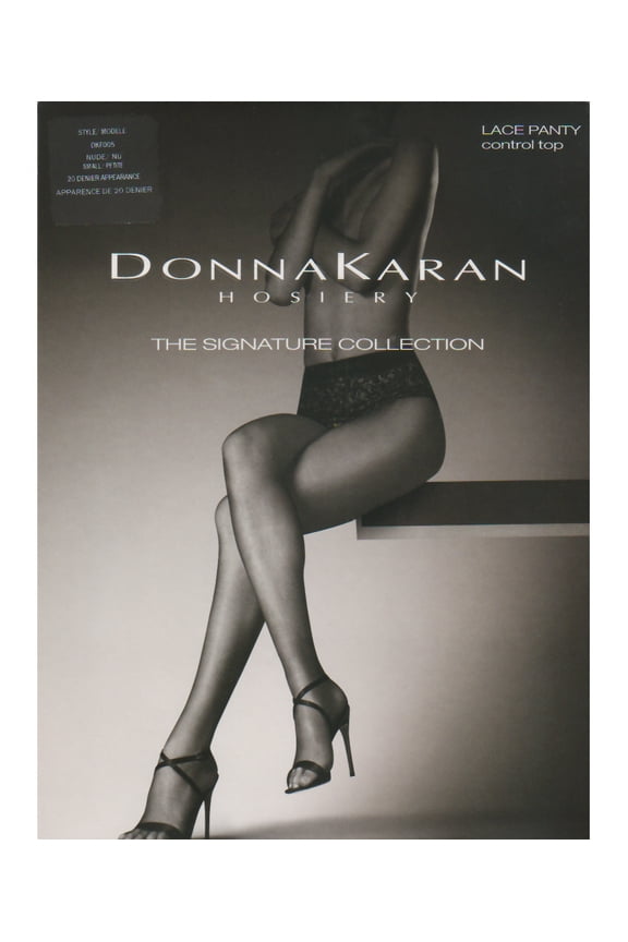 Womens Signature Sheer Lace Control Top Pantyhose Style-DKF005, Black, Tall