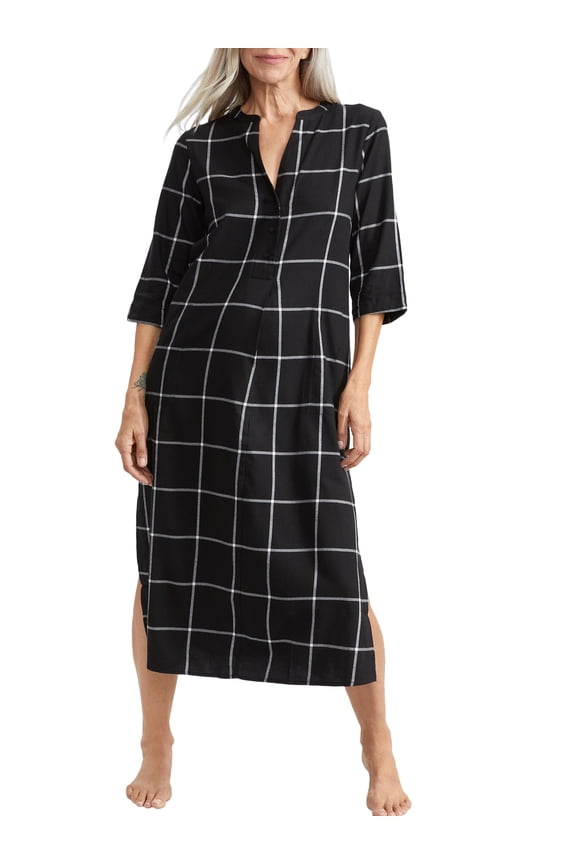 Sleepwear Womens Plaid Woven Maxi Sleep Shirt Style-D3123364