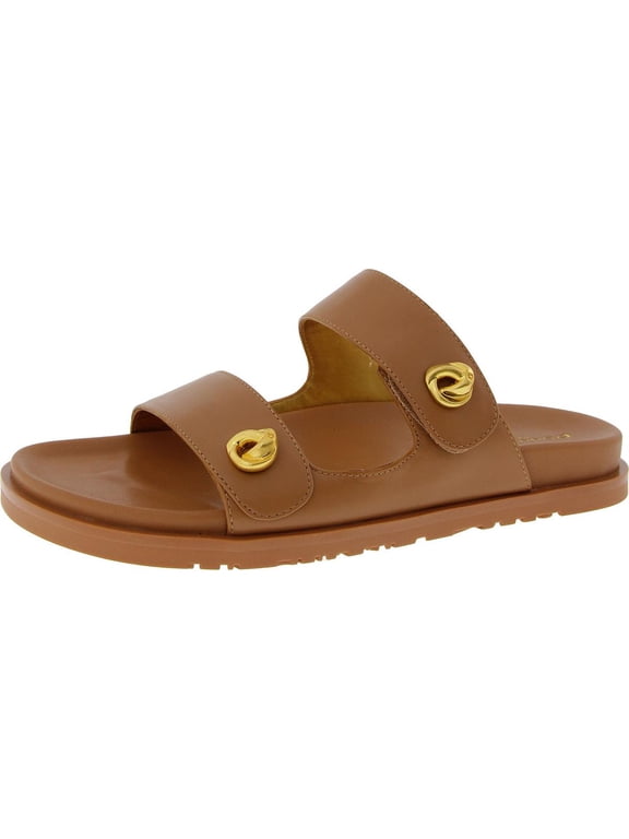 Womens HAZLEY-FLAT SANDAL Laceless Leather Slide Sandals
