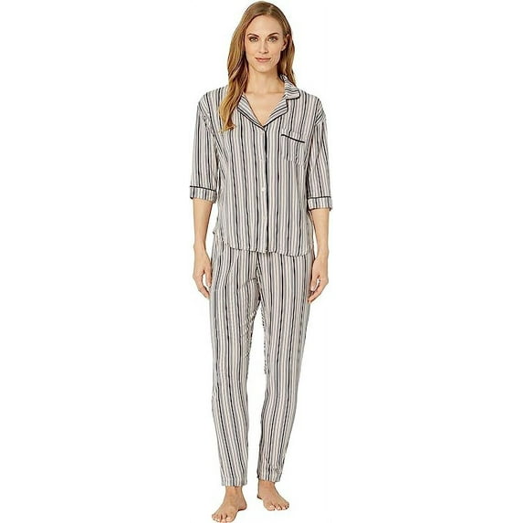 Donna Karan Womens Notch Collar Pajama Set