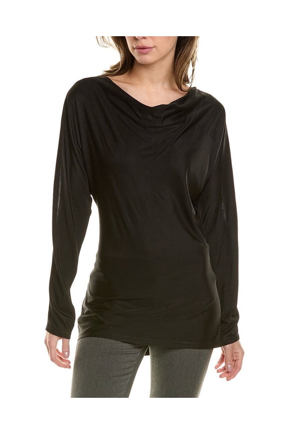 womens Cowl Mesh Inset Top, s, Black