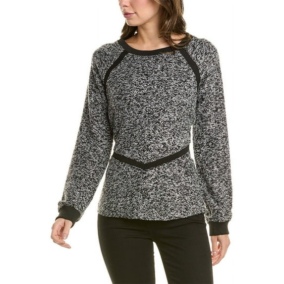 Donna Karan womens Ribbed Inset Pullover, XXS, Black