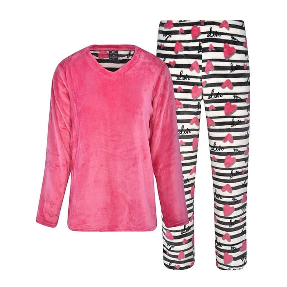 Donna L'oren Women's Fleece Pajamas Set Giftable Coral or Micro Fleece Winter Warm Plus