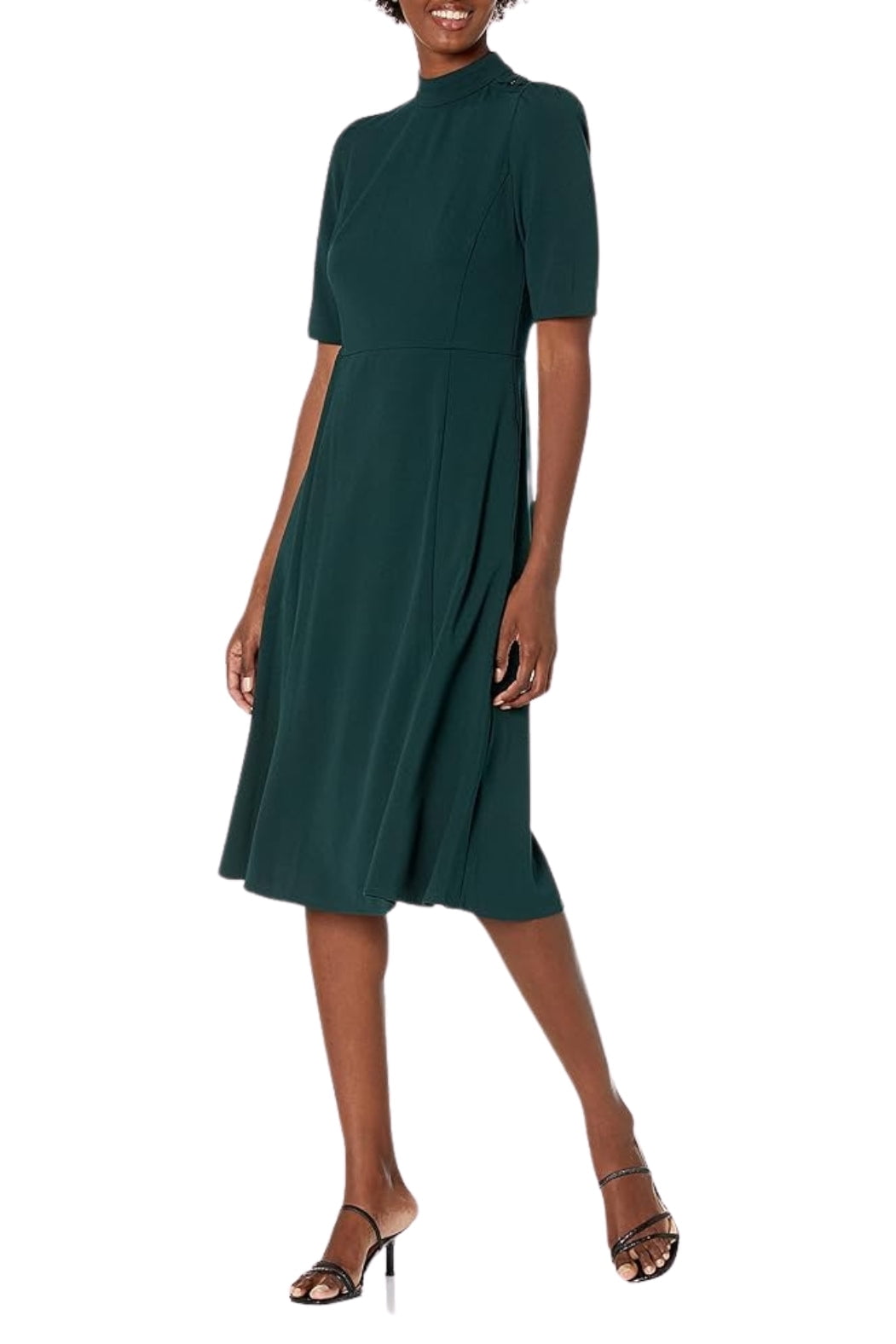 Donna Morgan Mock Neck Crepe Fit and Flare Dress - Walmart.com