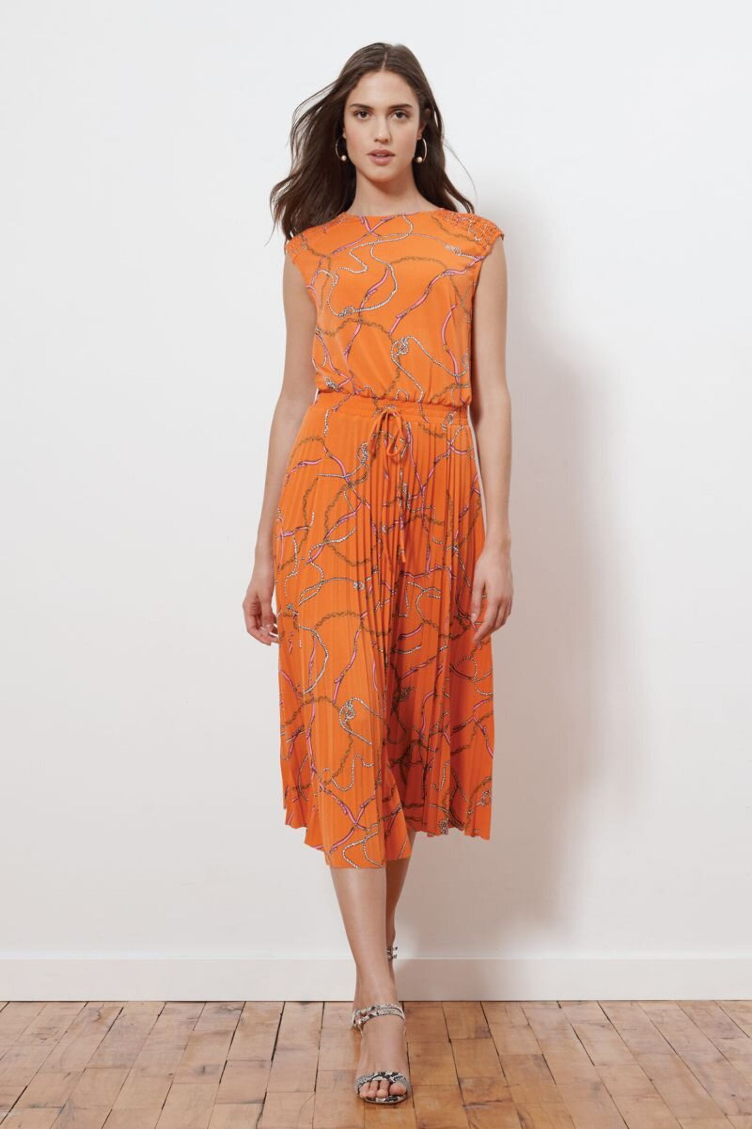 donna morgan orange dress Donna Morgan Pleated Dress