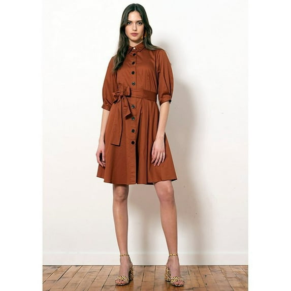 Donna Morgan Shirtdress with stiched pleat detail