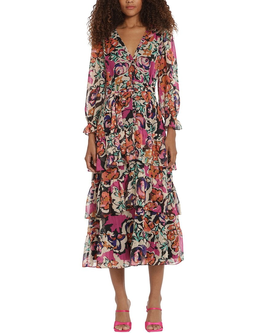 Donna Morgan Women's Sleeveless Midi Wrap Dress - Black & White Print, Career To Dinner Dress