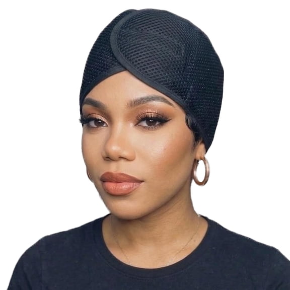 DONNA Olive Oil & Vitamin E Treated Deluxe Foam Mesh Wrap for Pixie Hair, Black