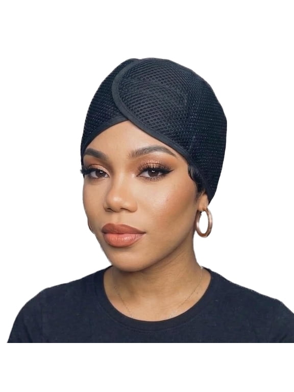 Olive Oil & Vitamin E Treated Deluxe Foam Mesh Wrap for Pixie Hair, Black