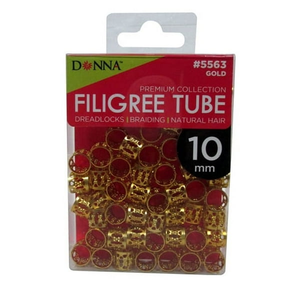 Donna Premium Collection Filigree Tube Dreadlocks For Natural Hair, 5563 Gold, 10mm