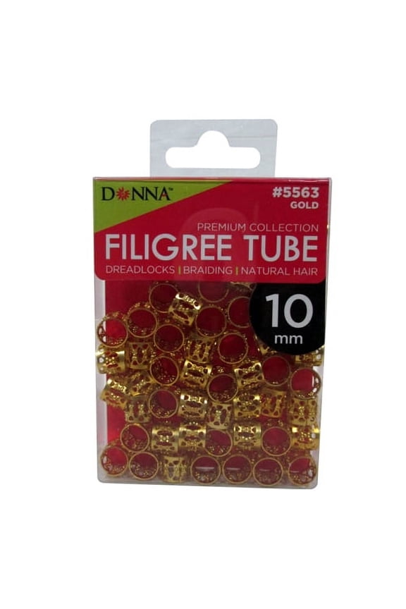 Donna Premium Collection Filigree Tube Dreadlocks For Natural Hair, 5563 Gold, 10mm
