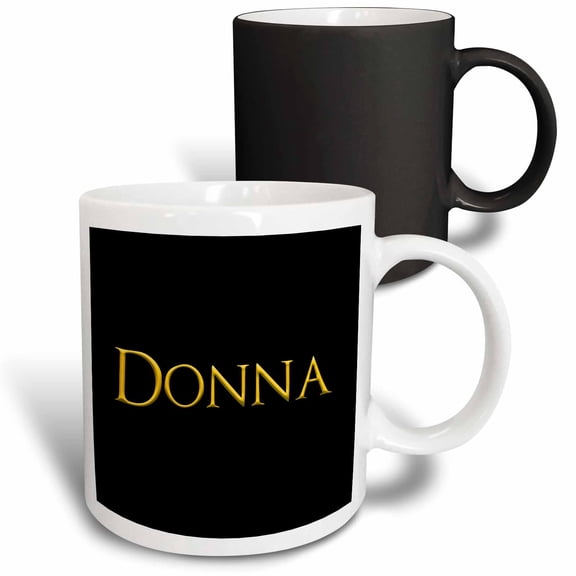 3drose, Donna Prevailing Girl Name in the Usa. Yellow on Black Amulet, 11oz Magic Transforming Mug