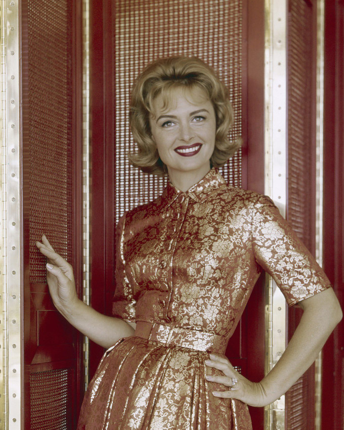 Donna Reed Gold Shiny Glamour Outfit Hand On Hip Smiling 24X36 Classic ...