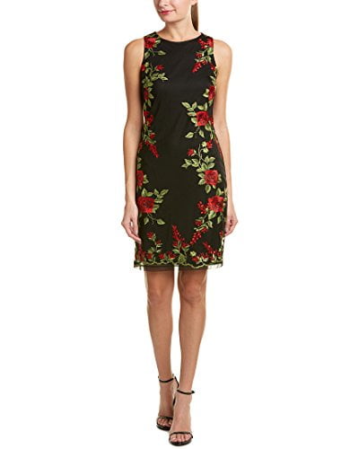 donna ricco embroidered dress 90s Vintage Donna Ricco Gingham Floral Embroidered Sheath Dress (M) – KEPT  BY KAY main image 1