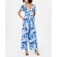 thumbnail image 1 of Donna Ricco Floral Print Tie Waist Jumpsuit Blue 8, 1 of 1