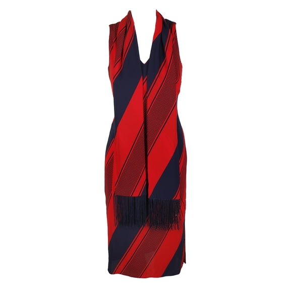 Donna Ricco Sred Navy Sleeveless Striped Shift Dress And Scarf 2