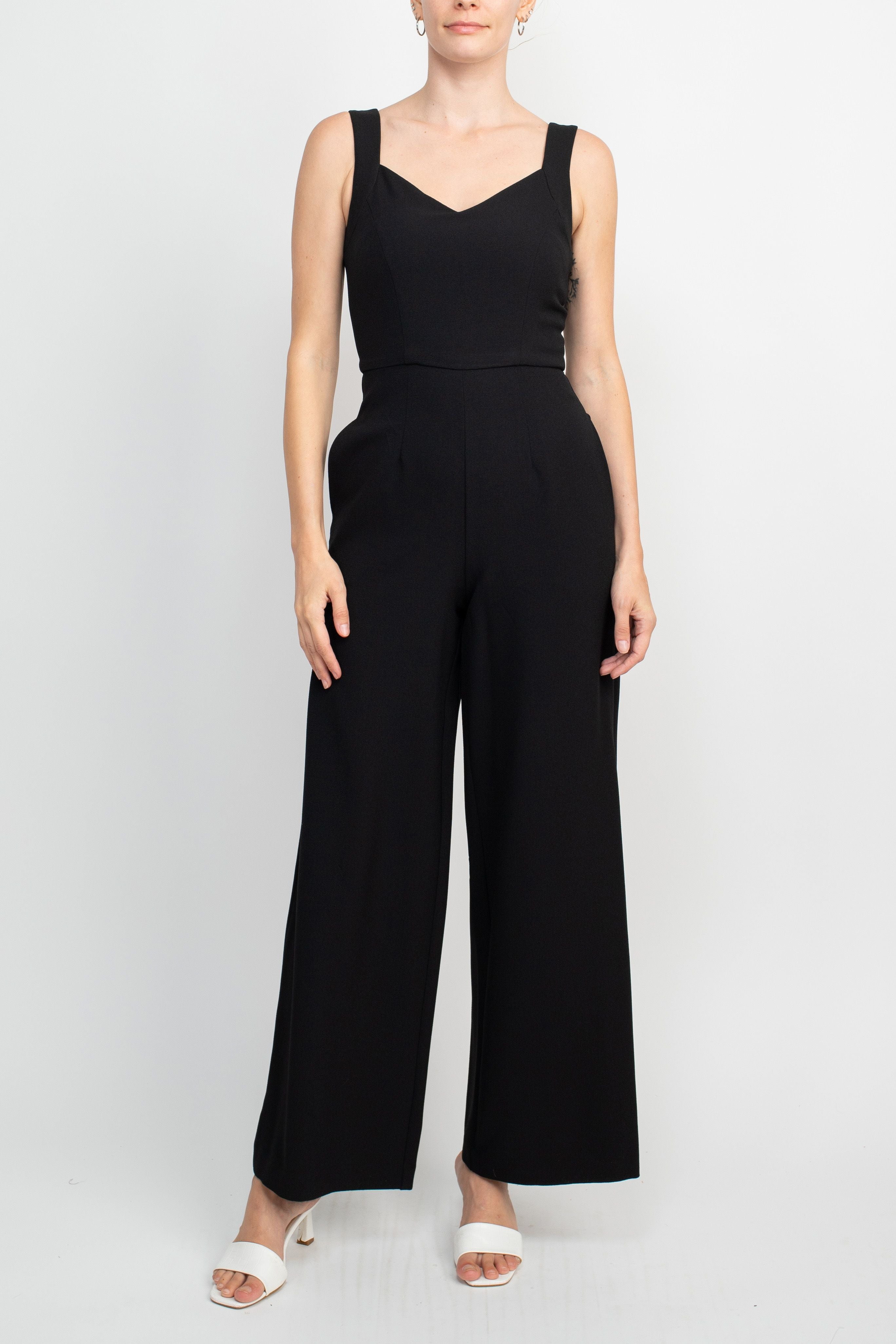 Donna Morgan Women's Square Neck Sleeveless Cropped Jumpsuit - Crepe Wide Leg Romper For Events - View #5