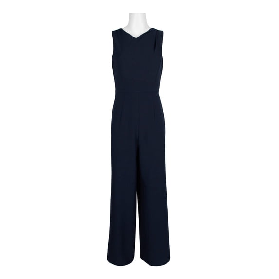 Donna Ricco Women's Sleeveless Crepe Jumpsuit Navy Size 8